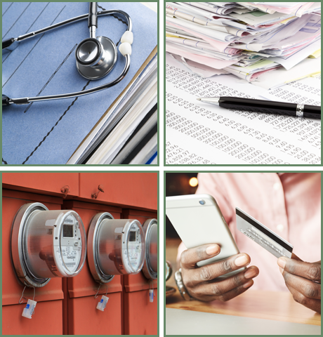 Medical Documents, Bills, Electricity Meters, and a Credit Card